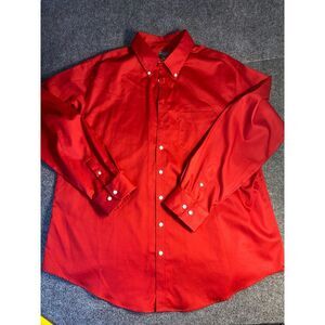 Merona Ultimate Shirt Men 2XL Red Chest Pocket Pleated Back Collared Button Down